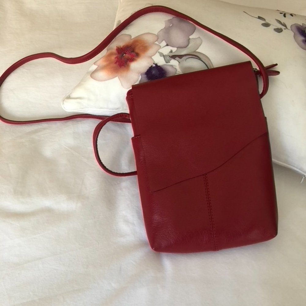 REID Red leather cross-body purse